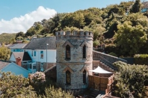 Portreath Cornwall romantic honeymoon castle for couples with outdoor roll top bath